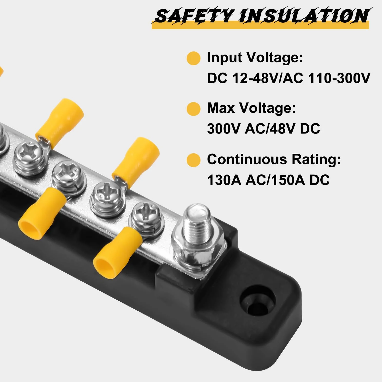 Listwa rozdzielcza zasilania 12 V-48 V DC BusBar 150A Listwy rozdzielające energię z 6 x M4, śruby zaciskowe do samochodu, ciężarówki, łodzi, czerwony, czarny, 2 sztuki