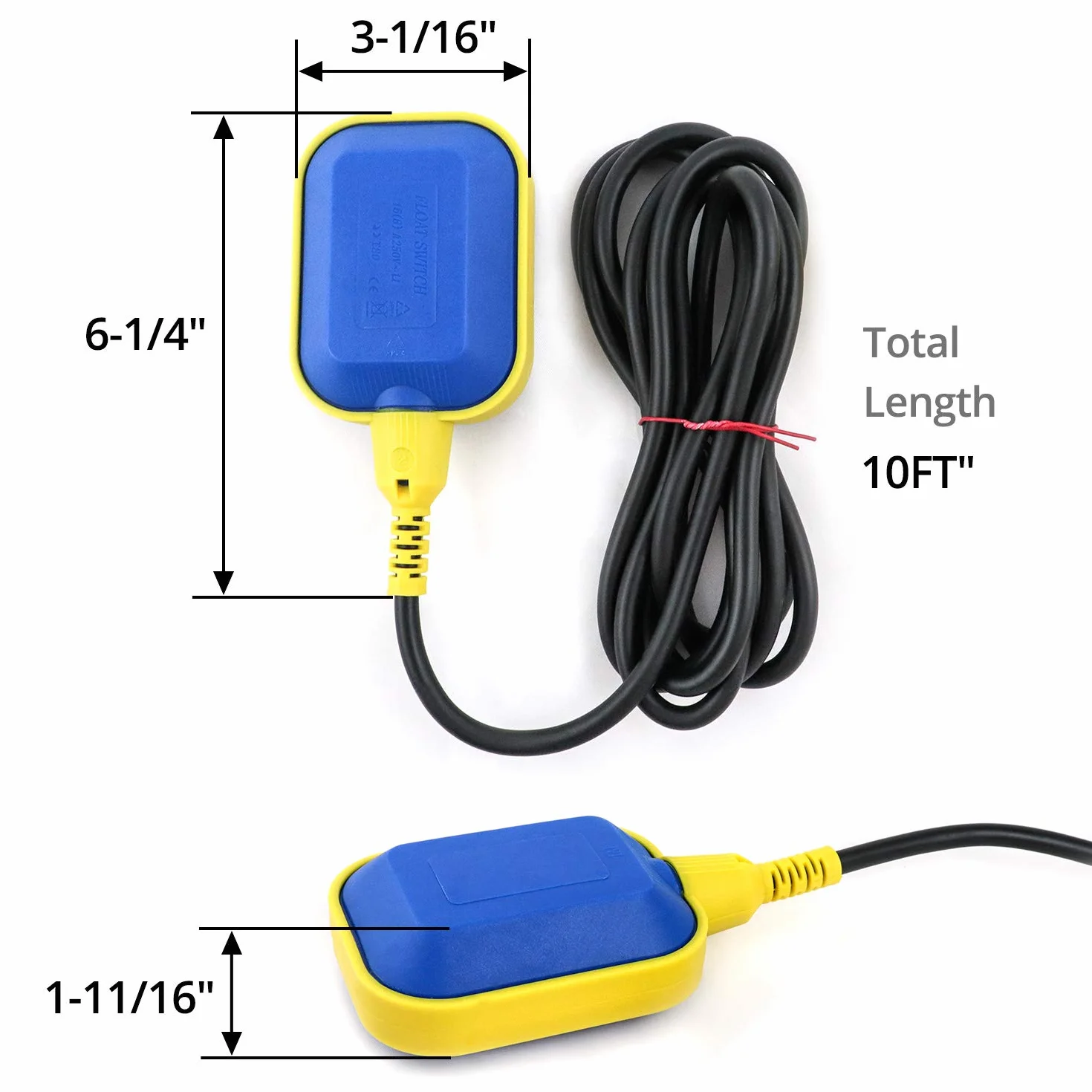 QWORK 3m kabel regulator poziomu wody prostokątny łącznik pływakowy do zbiornika