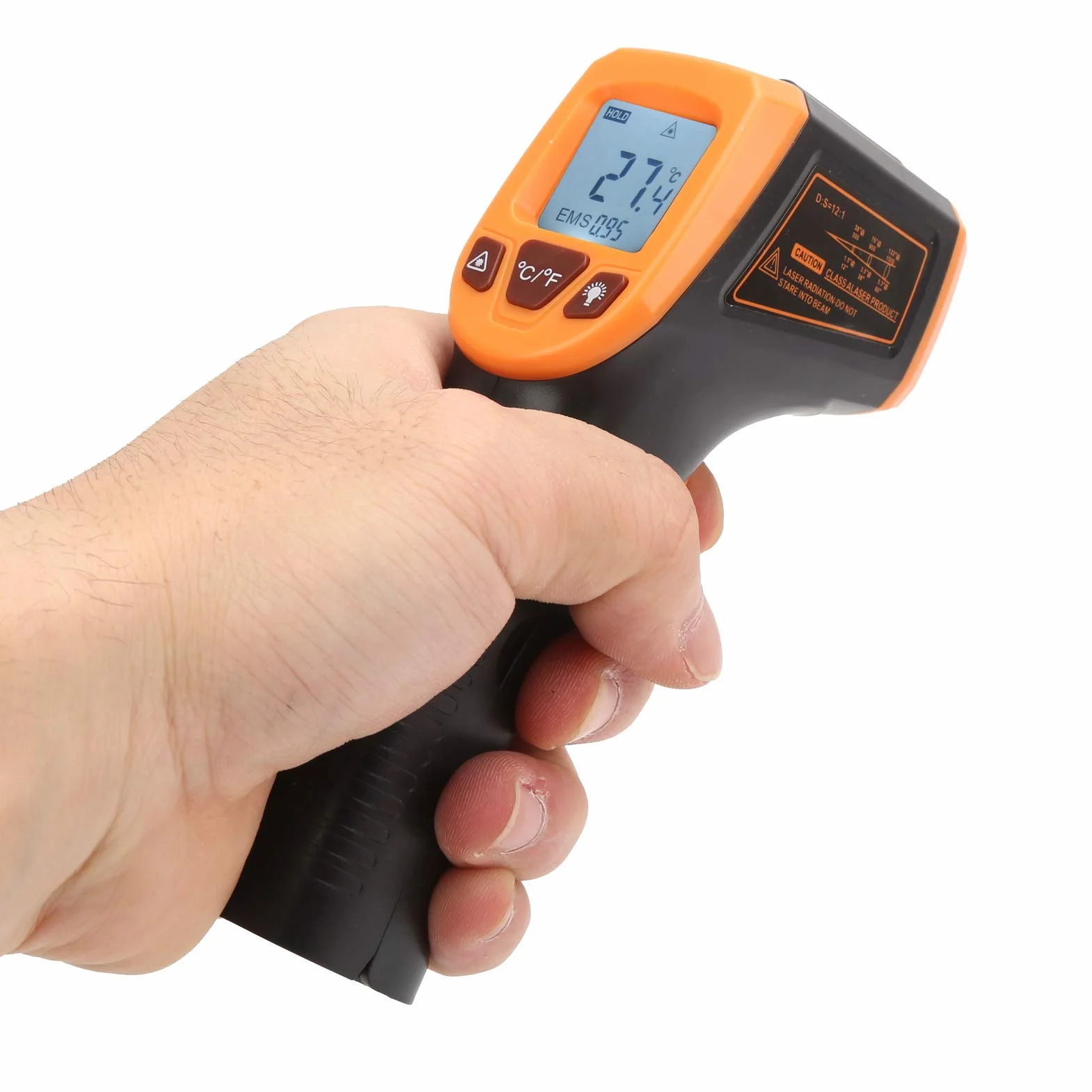 Pistolet do pomiaru temperatury YWBL-WH, termometr na podczerwień, z wyświetlaczem LCD Bezdotykowy termometr przemysłowy GM320S (pomarańczowy), termometr na podczerwień i