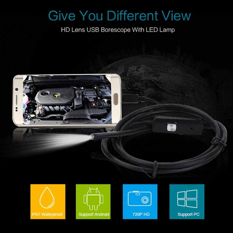 Endoskop 7 mm 2 m wodoszczelny 6 LED Android mini USB endoskop