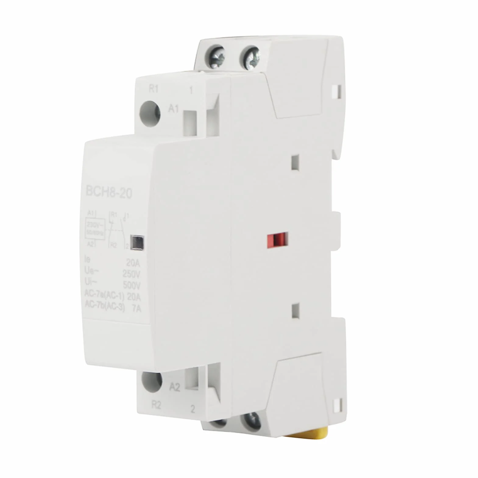 Stycznik AC 2P 1NO 1NC, 20A 24V 220V/230V 50/60Hz Domowy stycznik AC Montaż na szynie DIN Zaprojektowany do użytku domowego elektrycznego i elektronicznego (220V/230V)