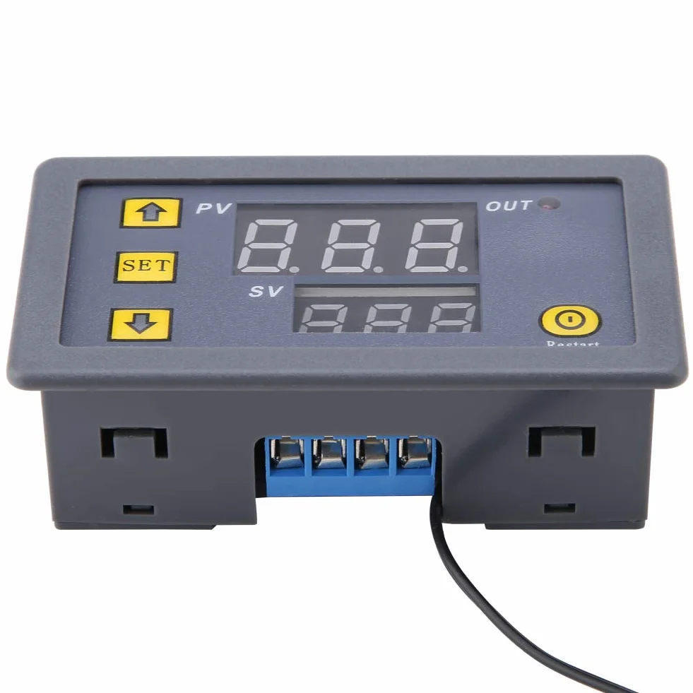 Arceli 12v 20A W3230 LCD Cyfrowy Zegar W3230 Cyfrowy Regulator Temperatury Termostat Miernik 12V 24V 220V Cyfrowy Termostat Termostat Przełącznik Czujnik z Wyświetlaczem(12V red and blue display)