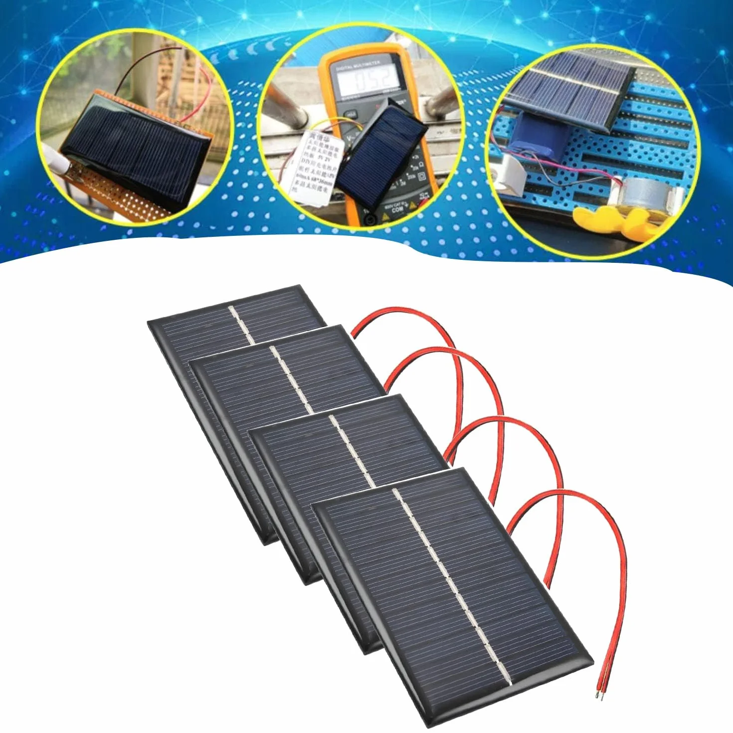 RUNCCI-YUN 4 szt. 6 V 100 MA 90 * 60 mm polikrystaliczny mikromini panel słoneczny do energii słonecznej, dom DIY, projekty naukowe zabawki