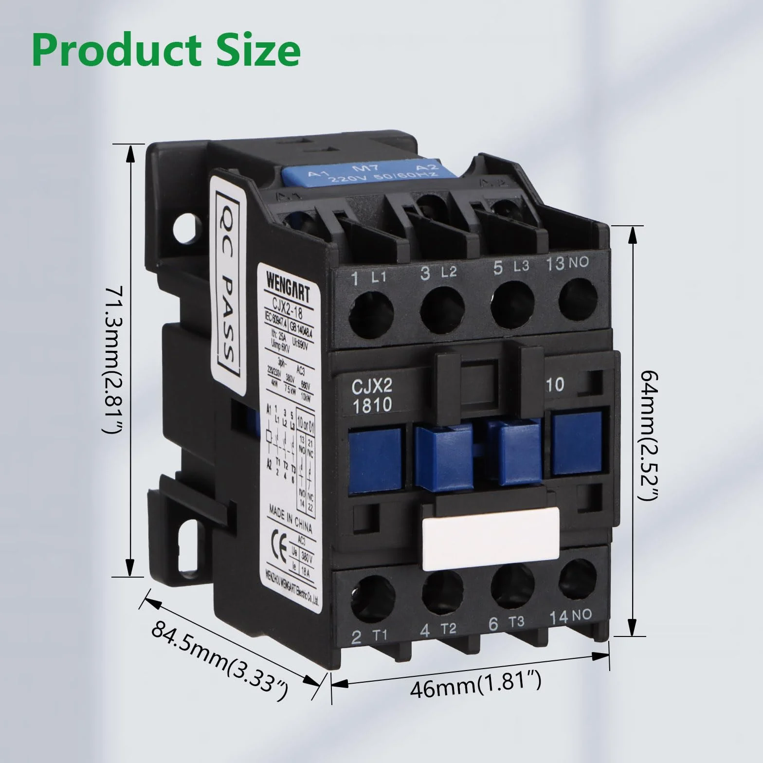 Wengart Stycznik AC CJX2-1810, AC220V 18A 4NO