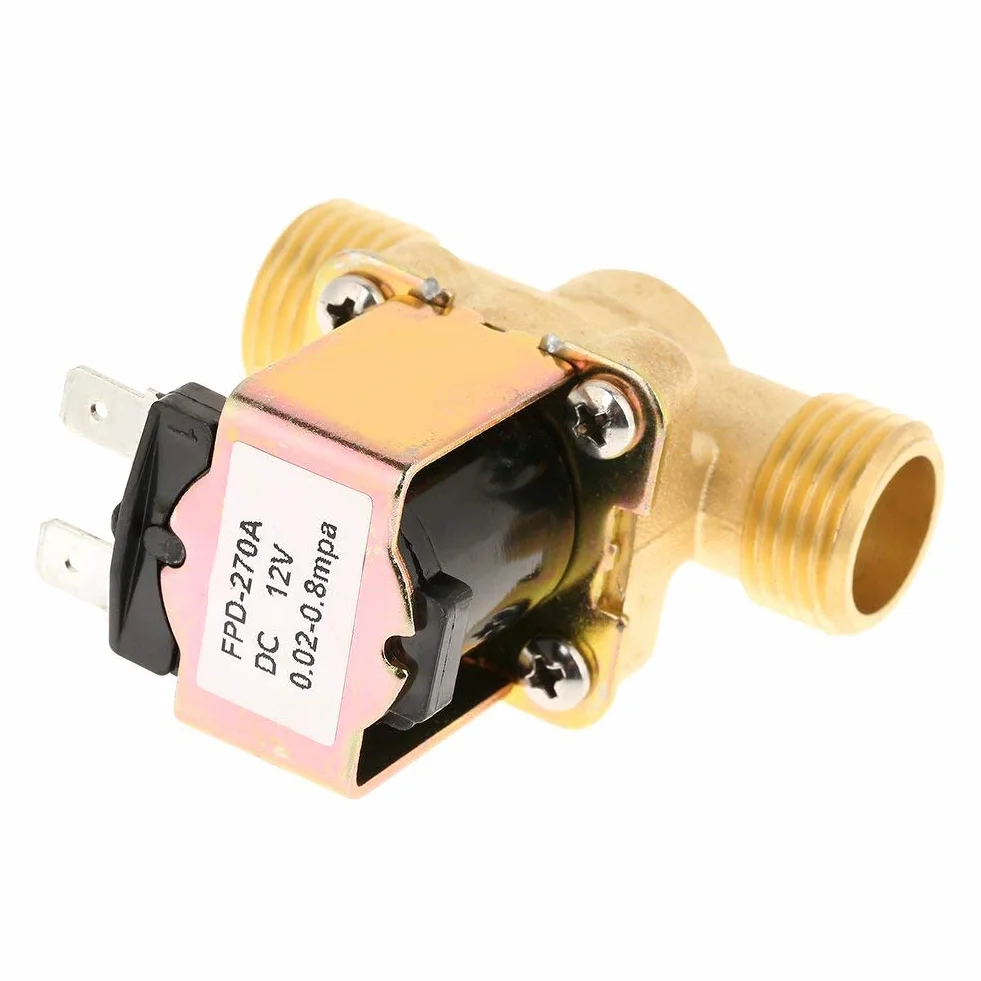 Mosiężny zawór elektryczny normalnie zamknięty 1/2 cala DC 12 V 0,02-0,8 MPa