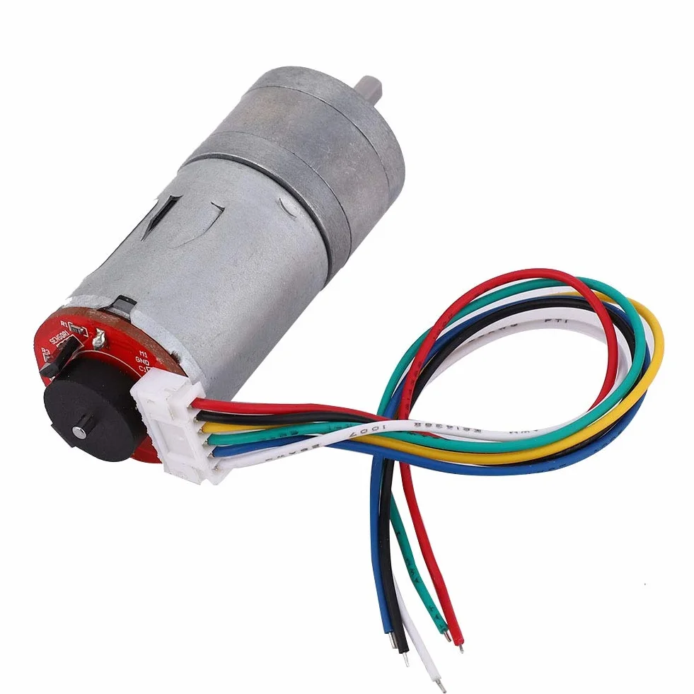Silnik Z Przekładnią Enkodera DC 12V 65mm Zestaw Kół Silnika Z Redukcją Prędkości Metalowy Do Robota DIY 200 Obr./Min
