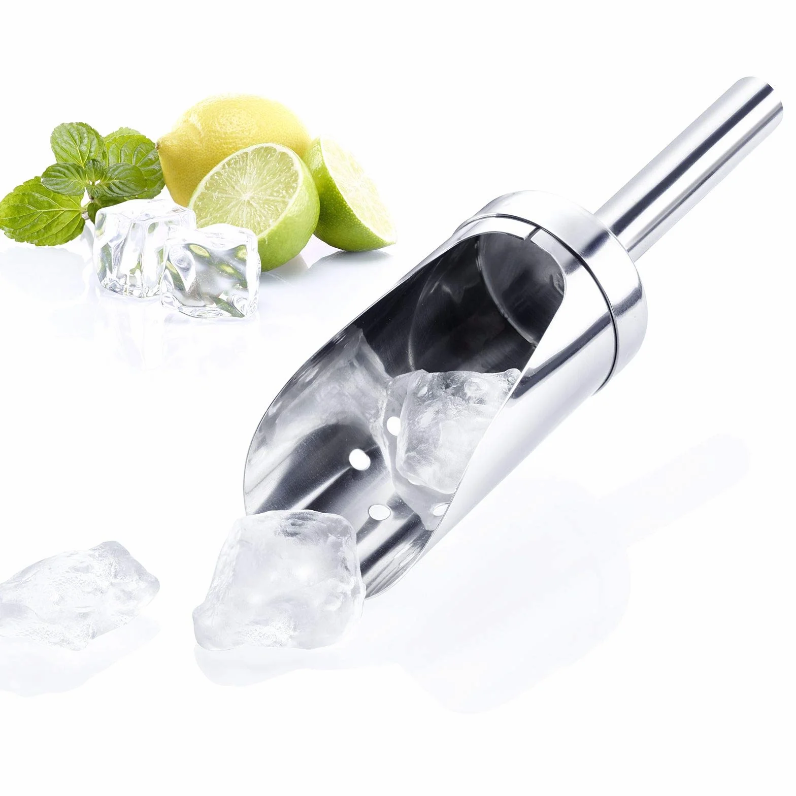 Westmark Szufelka do kruszonego lodu i kostek lodu, Pojemność 120 ml, Perforowana, Okrągła, Stal nierdzewna, Srebrna, 91222270
