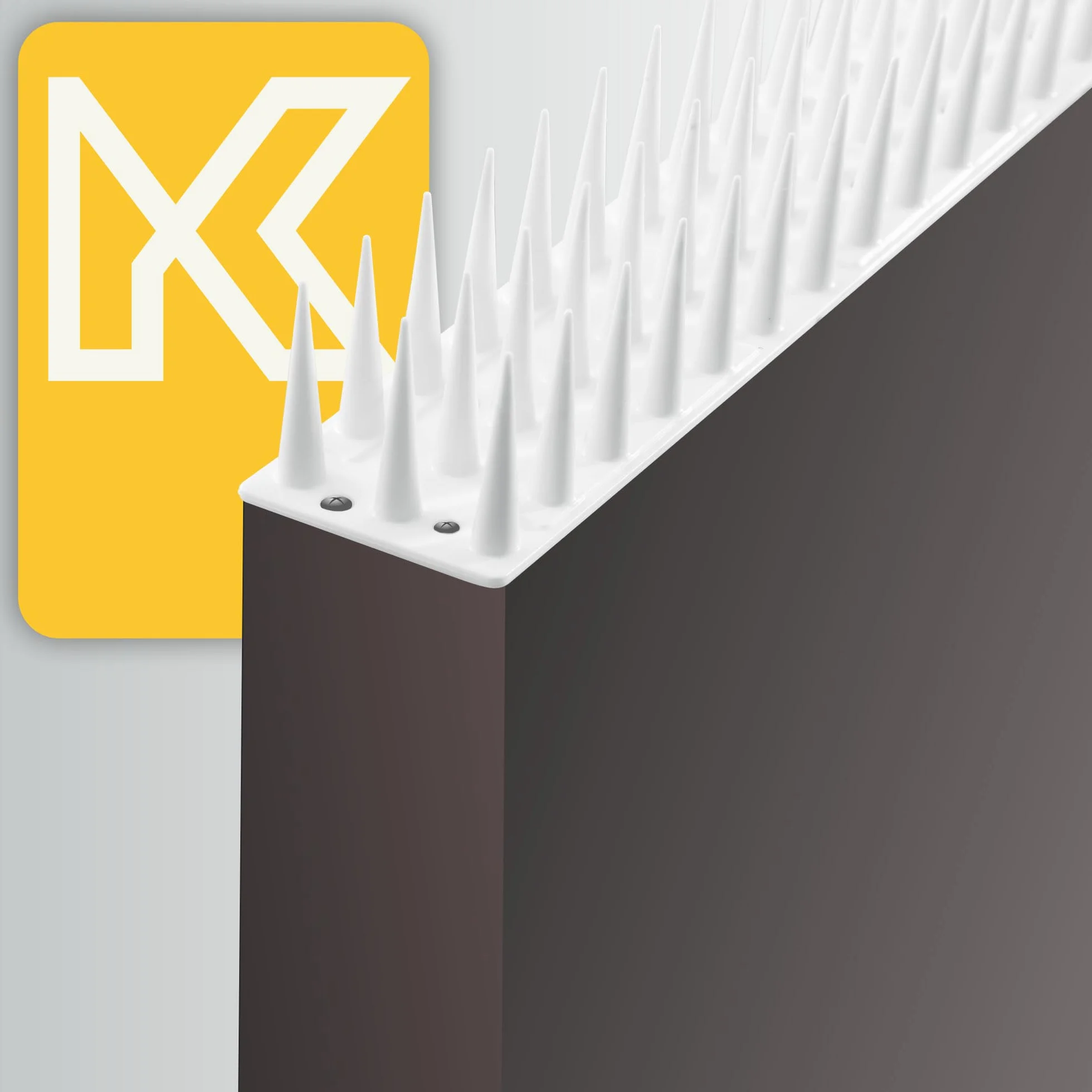 KADAX Obrona ptaków wykonana z plastiku, 51 x 4 x 3,5 cm, obrona zwierząt, 3-rzędowe, kolce dla kota, Marten, Deaf, Głuchy, parapet, dach, obrona gołębia, ochrona ptaków, solidna (12, biała)