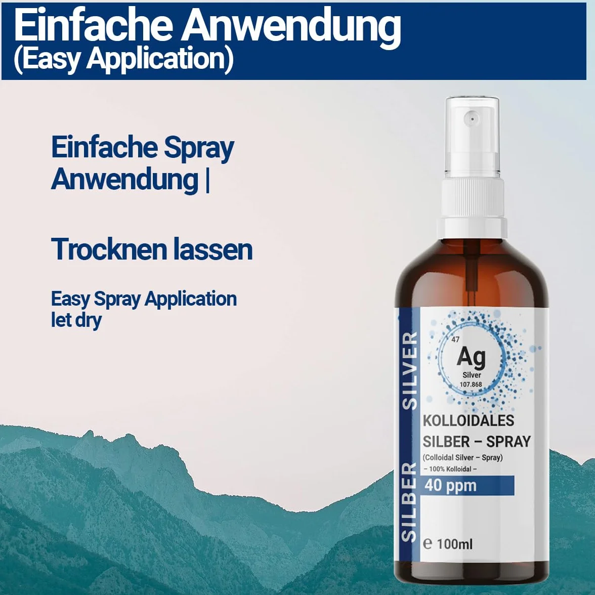 1x 100 ml sprayu koloidalnego srebra (40 ppm) w butelce z brązowego szkła – spryskiwacz | woda srebrowa | woda najczystsza