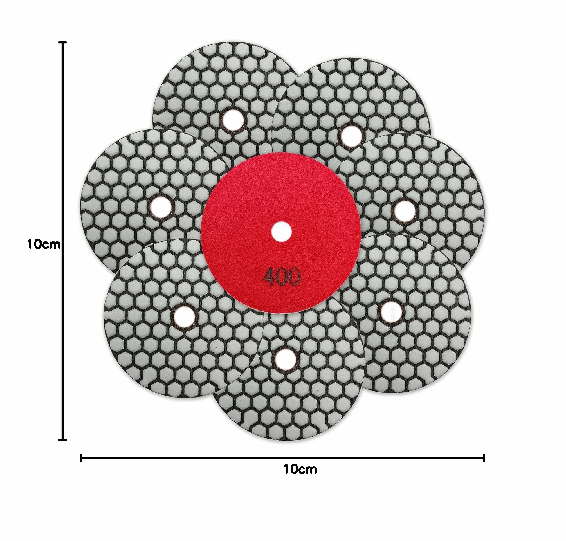 SHDIATOOL Suche diamentowe podkładki polerskie - 8 sztuk ziarnistość 400 100 mm zestaw do polerowania granitu, marmuru, sztucznego kamienia, kwarcu do szlifierek kątowych