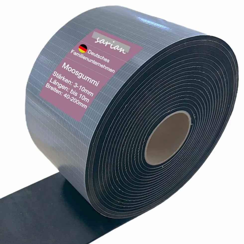 sarian® Paski z gumy piankowej z jednostronną warstwą klejącą – możliwa długość do 10 m i grubość 10 mm | izolacja | materiał izolacyjny | taśma uszczelniająca | EPDM