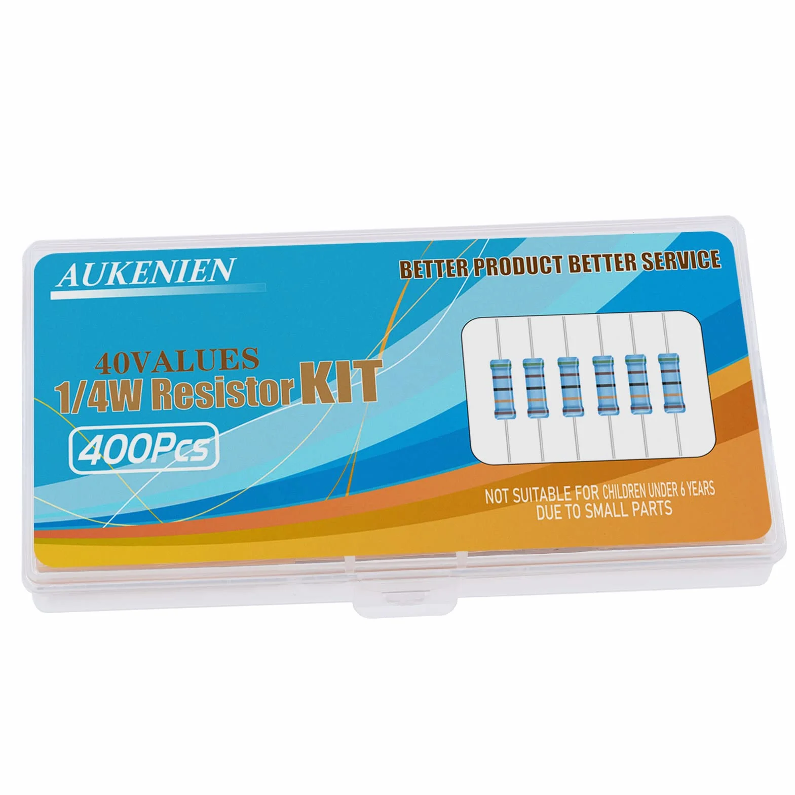 AUKENIEN Zestaw Rezystorów 1/4W 0 Ohm-10M Ohm 40 wartości 1% Metalowy