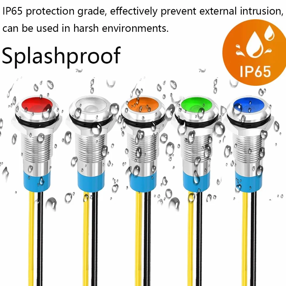 Gebildet 5 Sztuk 8mm 230V AC LED Metalowy Wskaźnik Świetlny Wodoodporna Lampka Sygnalizacyjna Zielona