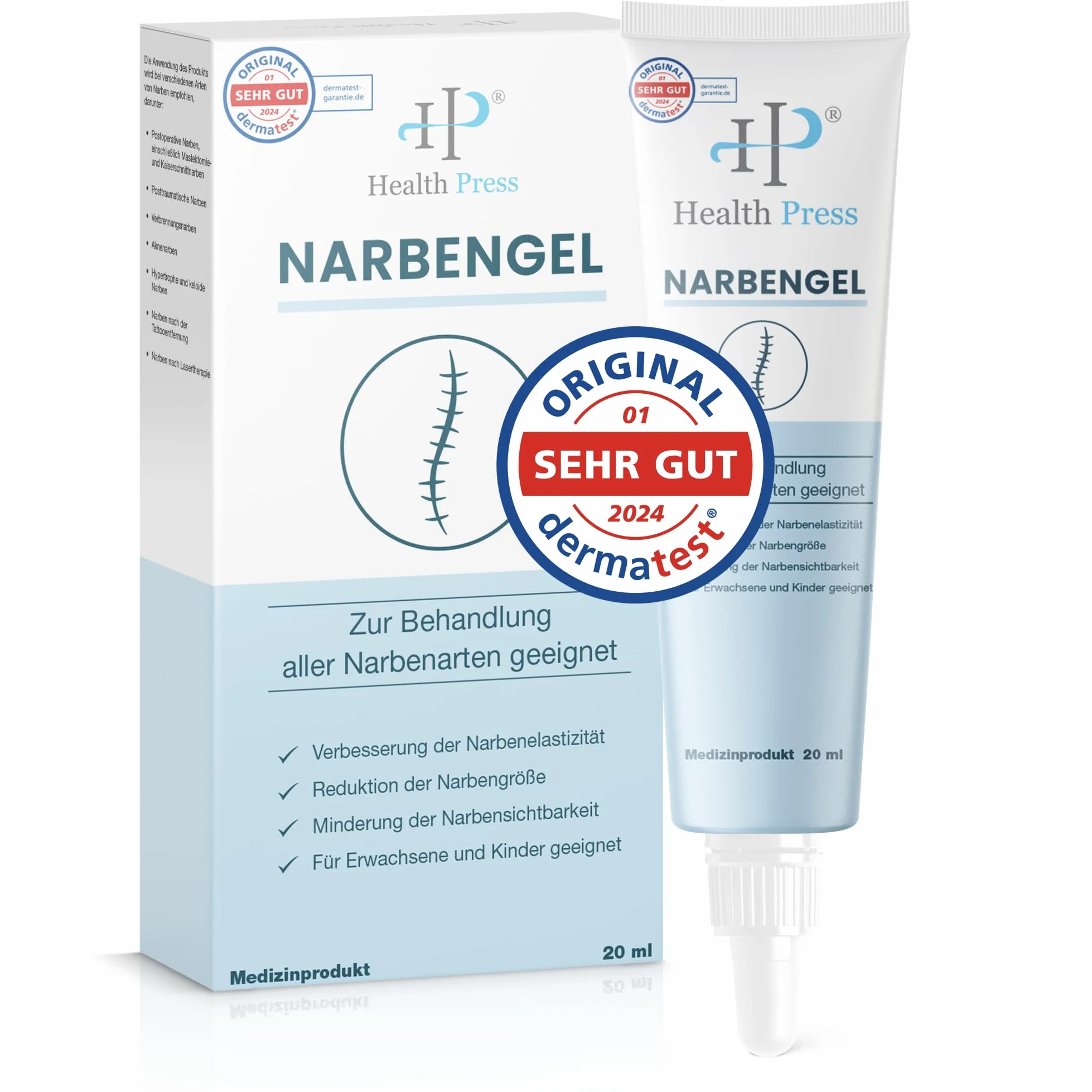 Health Press® Żel na blizny 20 ml zmniejsza widoczność blizn dla dorosłych i dzieci