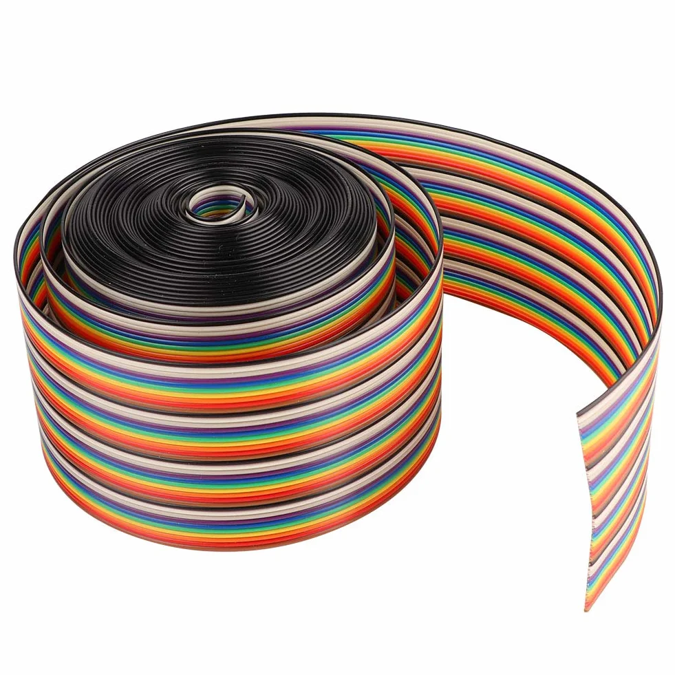 40P Tęczowy Przewód Taśmowy Przewód Kolorowy 1,27 mm Rozstaw Przewód Płaski Szerokość 5,08 cm dla Złączy (2 metry)