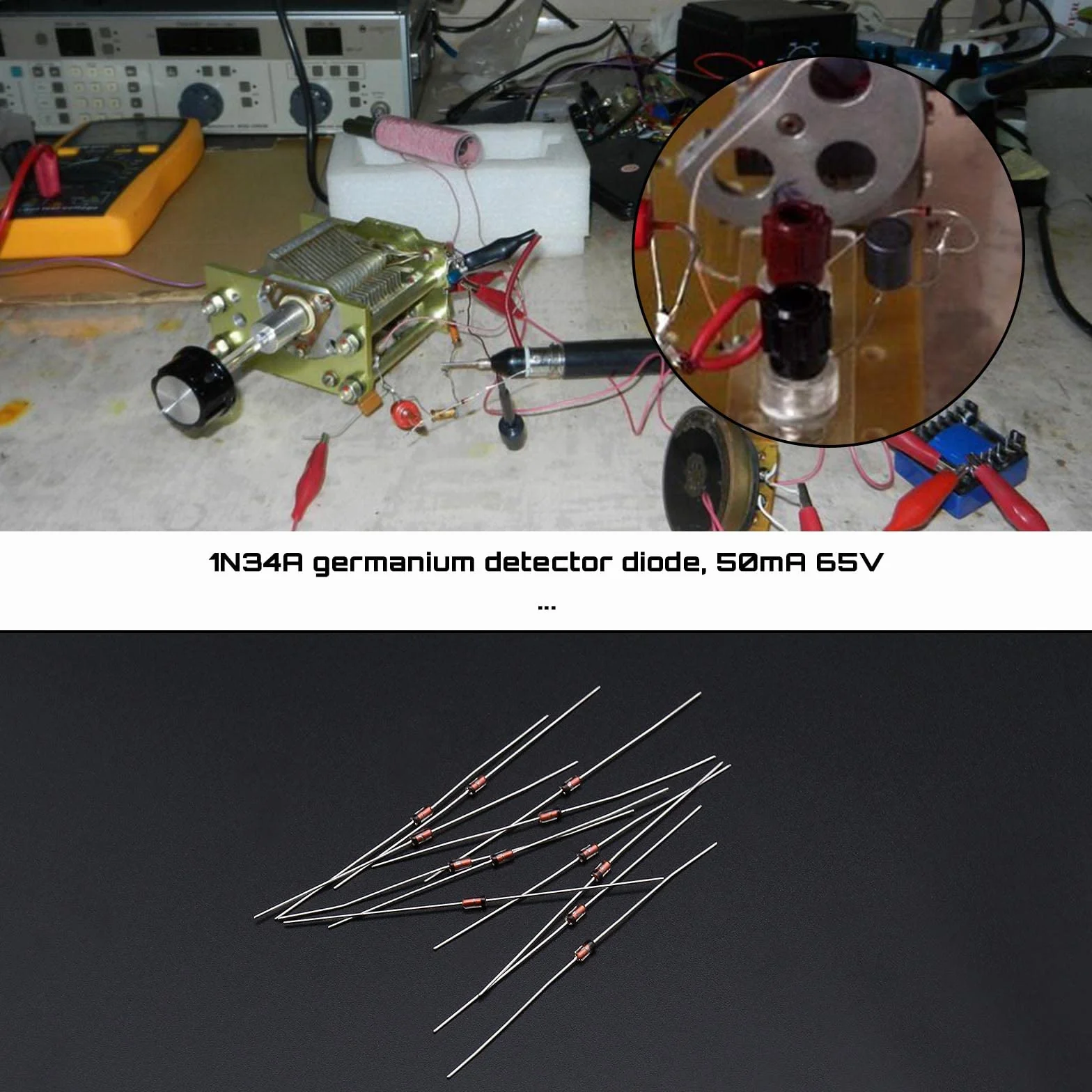 1N34A dioda germanowa 50 mA 65 V osiowa komponenty elektroniczne