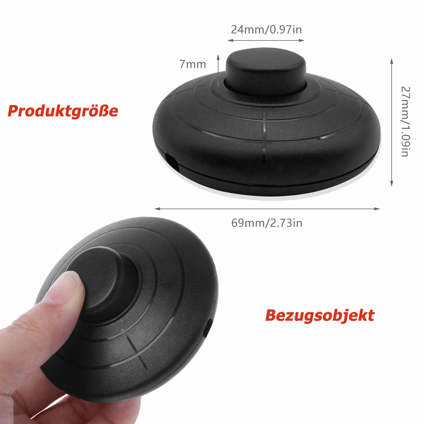 GERUI 2 sztuki przełącznik nożny, lampa, przełącznik z przyciskiem, samoblokujący, do 2- lub 3-żyłowych kabli, lamp stojących i małych urządzeń lub lamp, włącznik światła, kolor czarny