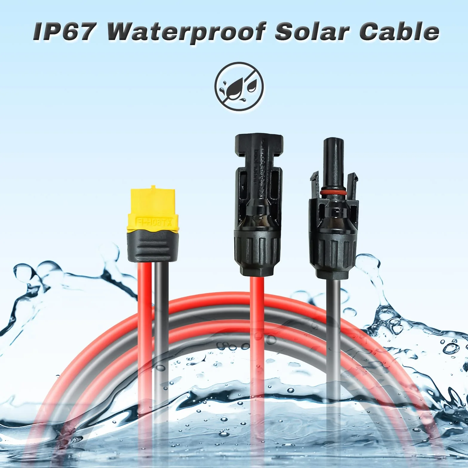 Solarny kabel do ładowania 0,6 m/3 m, wtyczka solarna na wtyk XT60, adapter do panelu słonecznego, do EF DELTA 2 i River Pro MAX Powerstation 757 Powerhouse Solar Generator (60 cm)