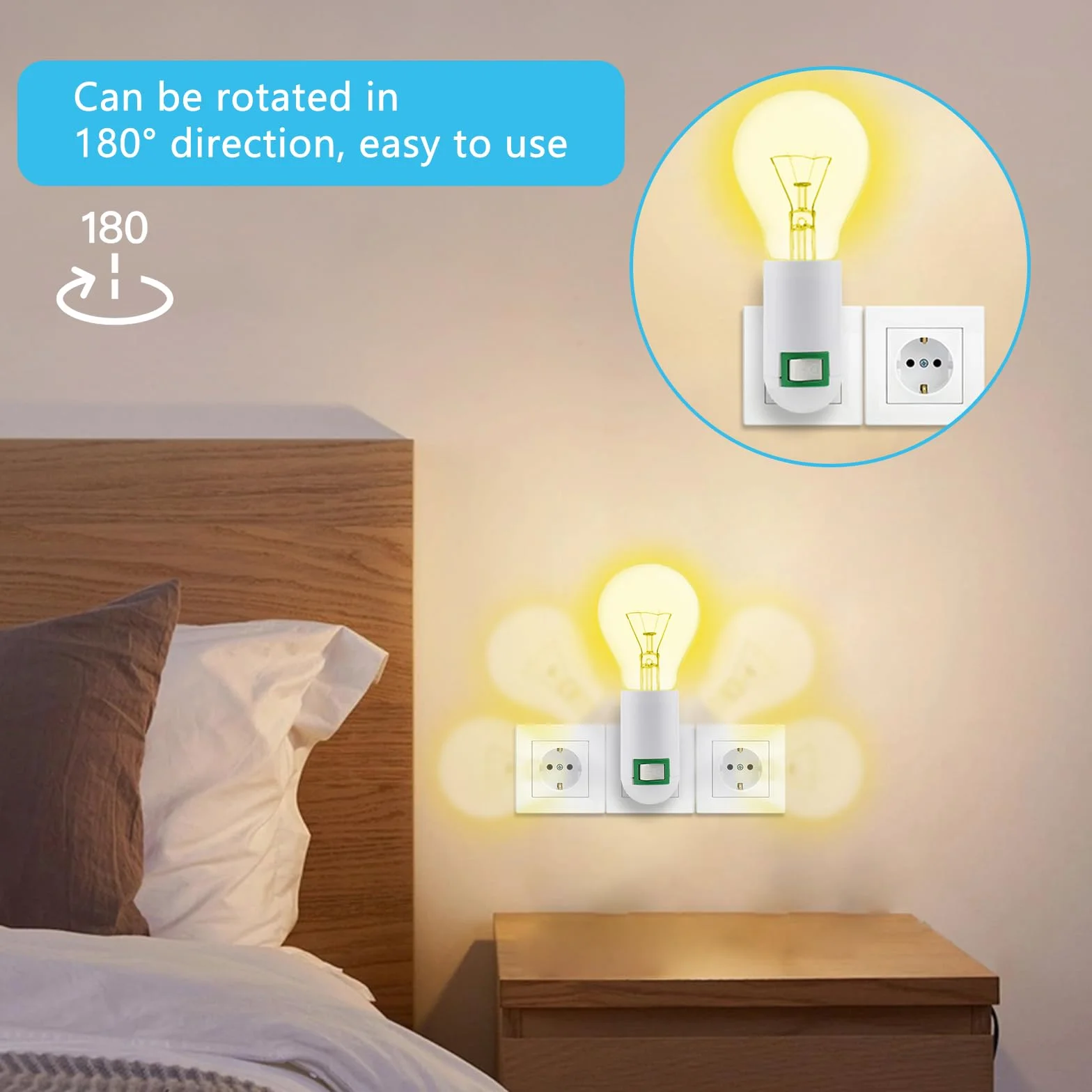6 sztuk oprawek E27 z przełącznikiem, obrót o 180°, regulowany uchwyt do lampy, wtyczka EU, lampa do kuchni, lampa ścienna, źródło światła LED