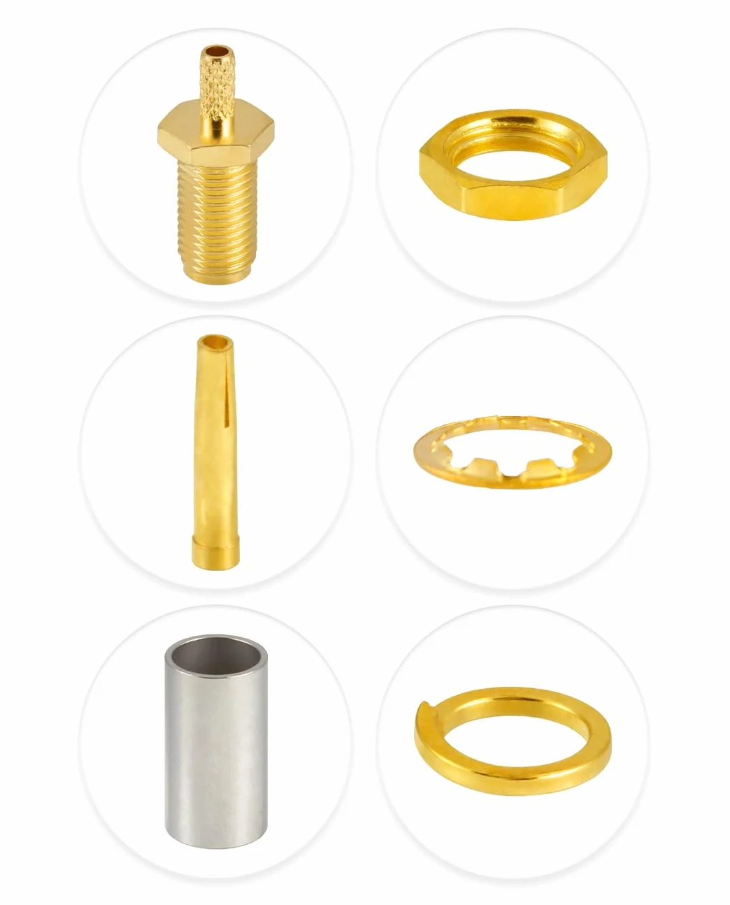 Vecys 10 PCS SMA Złącza SMA Żeński Grodziowe Złącze Zaciskane dla RG316 RG174 Kabel Koncentryczny RF