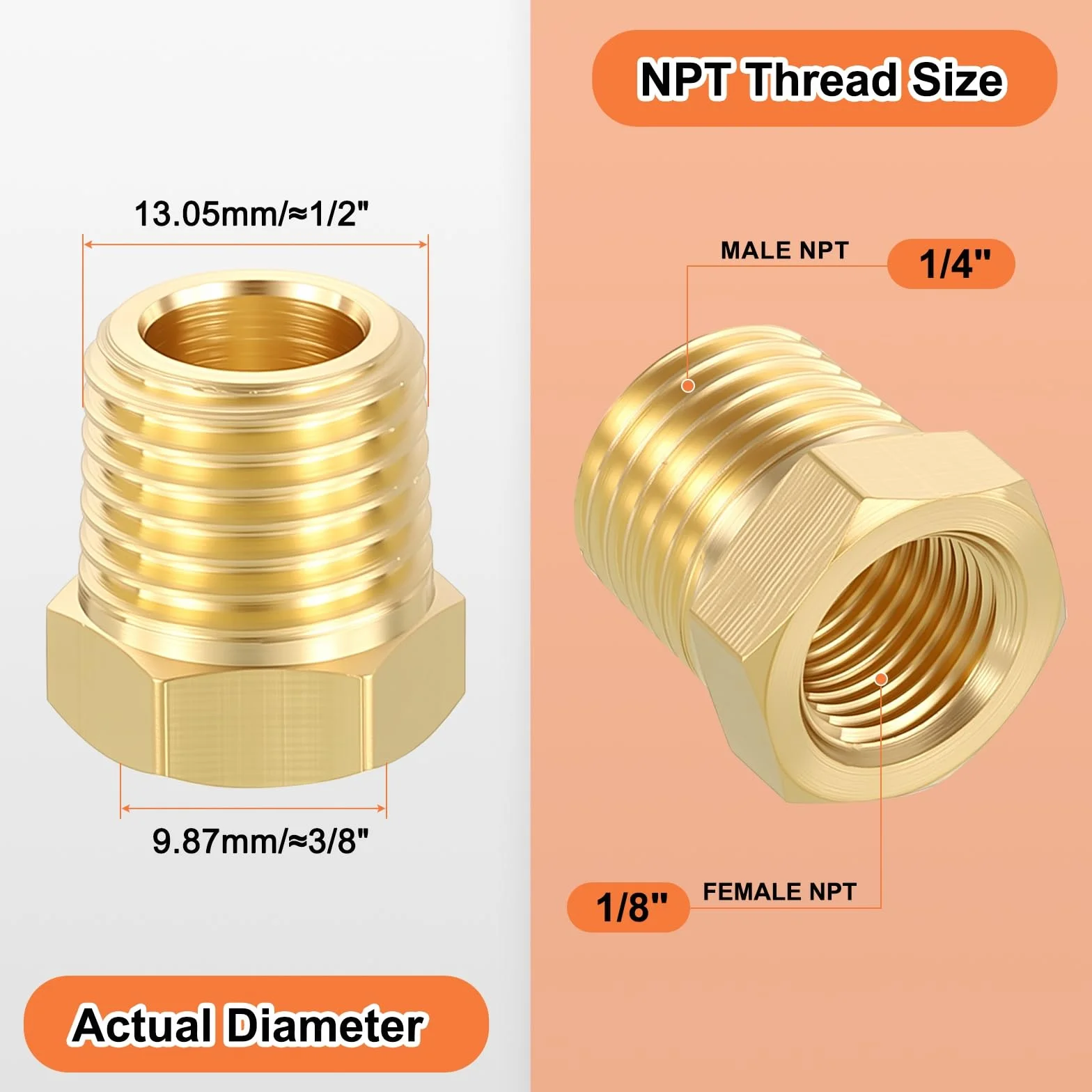 10 sztuk adapterów męskich na żeńskich, 1/10.2 cm MNPT x 1/20.3 cm FNPT