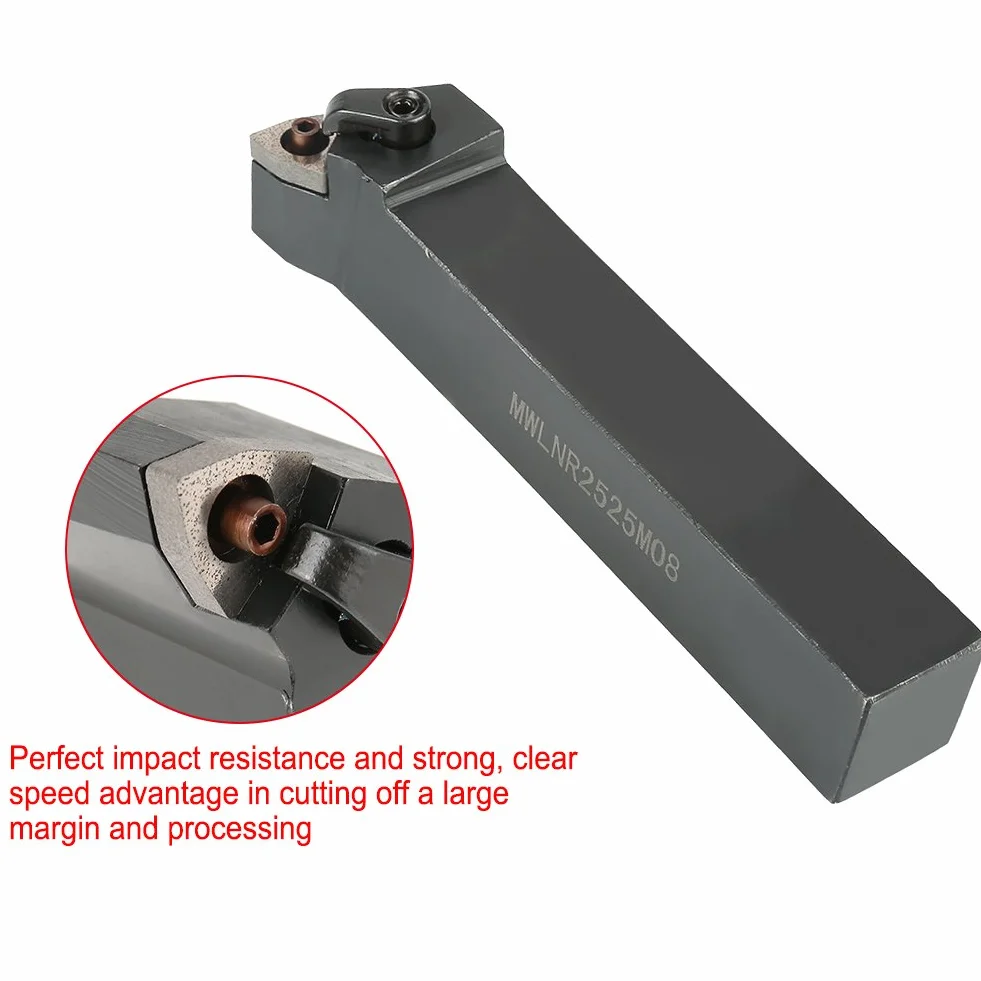 MWLNR2525M08 Uchwyt frezu tokarskiego CNC ze stali wolframowej + klucz, chwyt narzędzia 25 x 25 mm, do obrabiarek, tokarki