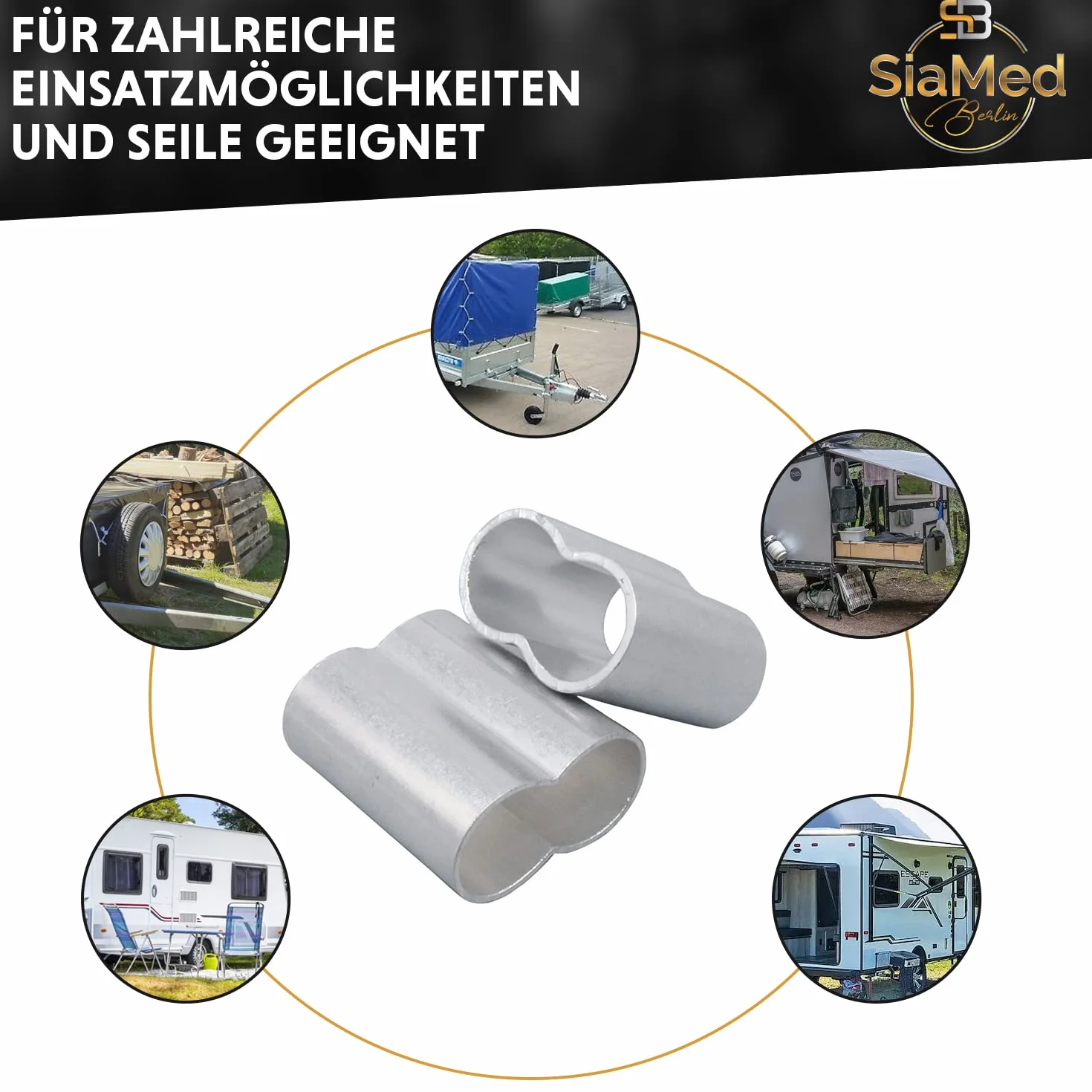 20 zacisków linowych 10 mm, tuleje zaciskowe, zaciski zaciskowe, preformowane aluminiowe zaciski zaciskowe – odporne na rdzę, wytrzymałe, trwałe