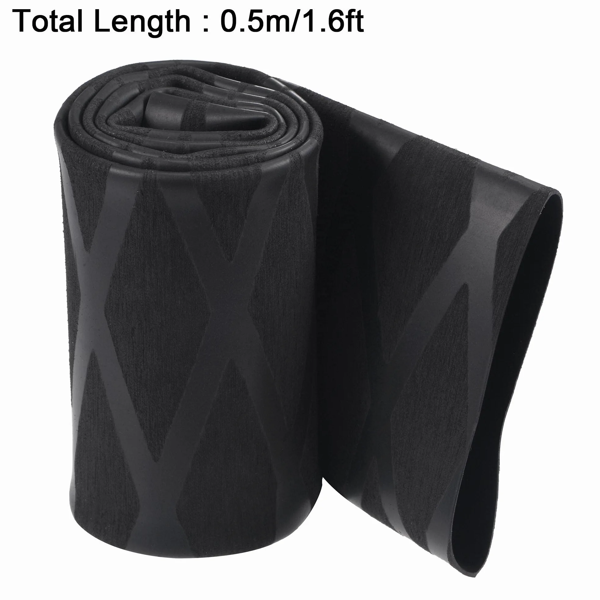 sourcing map Rurka termokurczliwa do uchwytu wędki 40mm Średnica 65mm Płaski 1,6ft 2:1 Stosunek czarny
