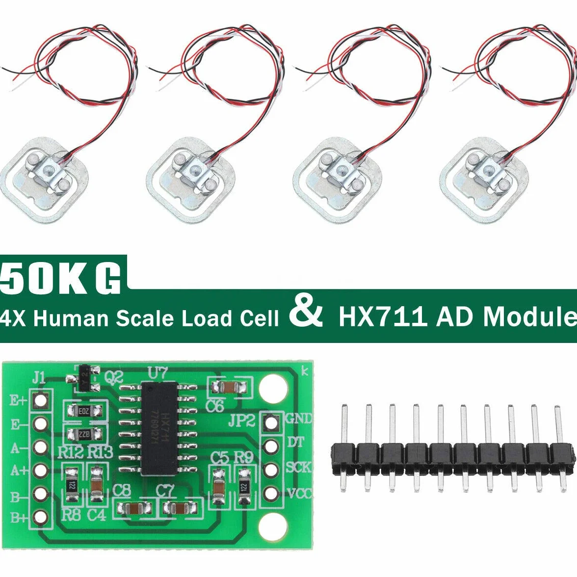 4 szt. DIY 110lbs 50 kg półmostka obciążalność komórki ciężaru czujnik napięcia oporu + moduł AD HX711