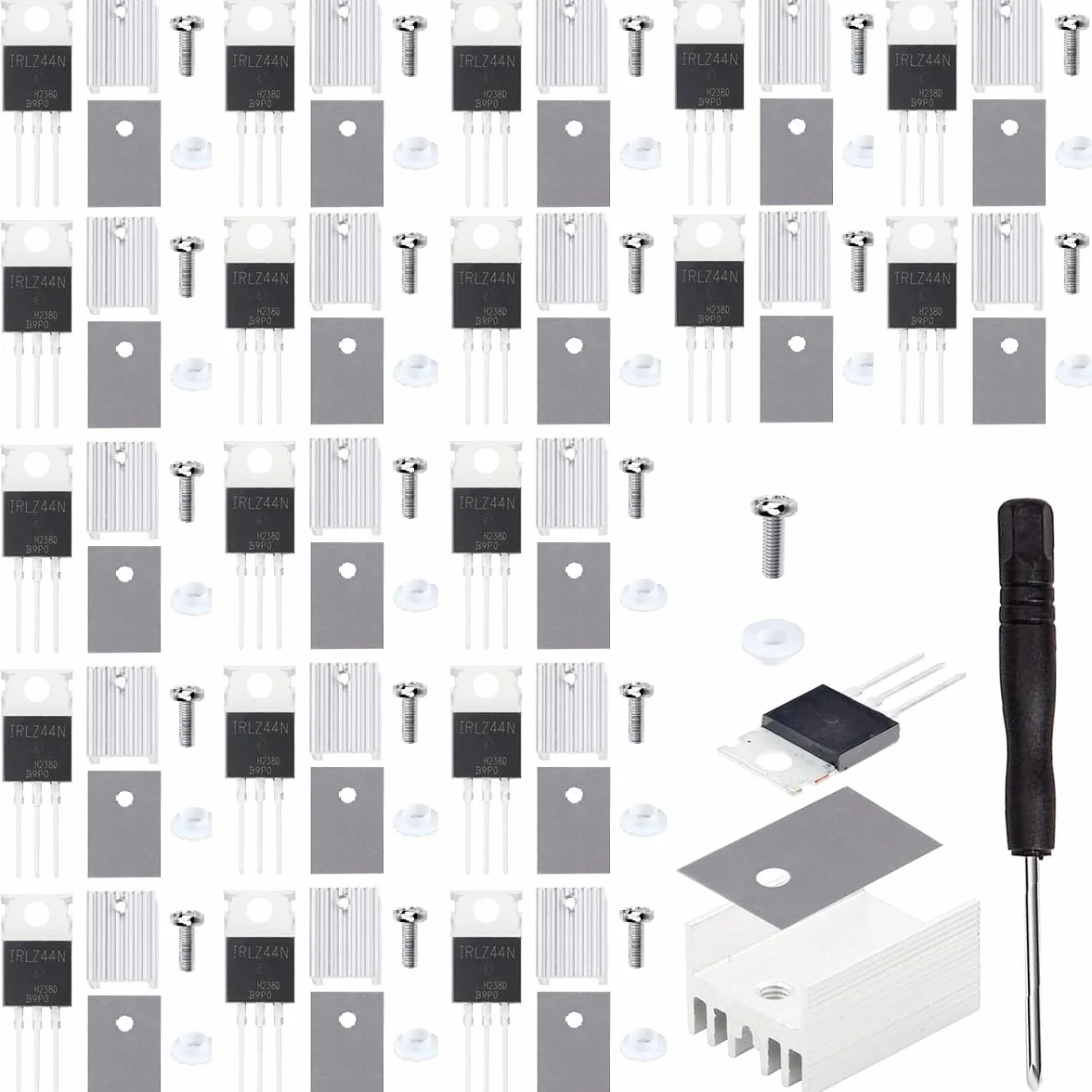 20 sztuk tranzystor IRLZ44N tranzystor Mosfet IRLZ44NPBF N-Channel TO-220AB 30A 55V 3Pin Międzynarodowy prostownik z radiatorem z gumową podkładką silikonową