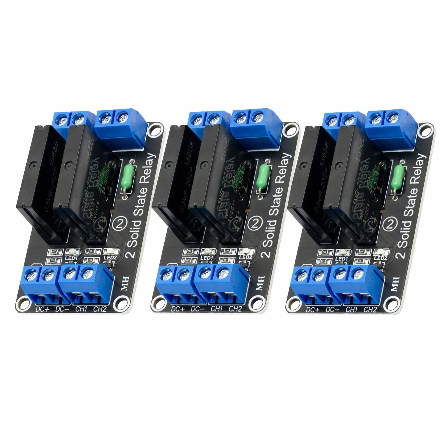 3 x 2-kanałowy moduł przekaźnika 5 V DC Solid State Relay kompatybilny z Arduino i Raspberry Pi, Low Level Trigger Power Switch Relay Board