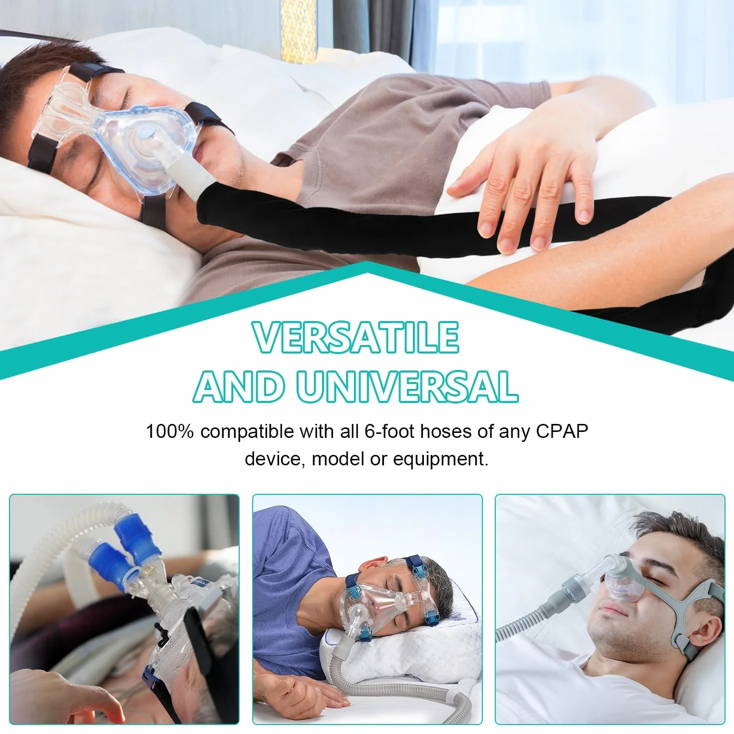 Fyearfly osłona na węża CPAP, osłona na węże urządzeń do oddychania, osłona na węże urządzeń do oddychania z zamkiem błyskawicznym zapobiegającym zabrudzeniom węża do Resmed S9, S10 Seria