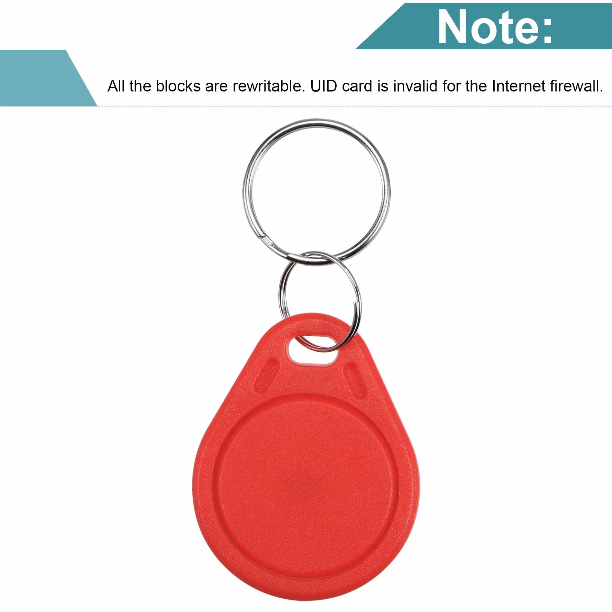 sourcing map 10 sztuk karta IC UID breloczek RFID 13,56 MHz Smart Token Tag do kontroli dostępu czerwony