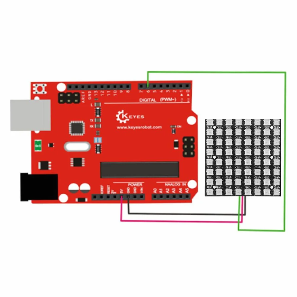 Panel matrycowy LED WS2812 5050 RGB DC 5V CJMCU-8x8 moduł sterownik Raspberry Pi Arduino 4 szt.