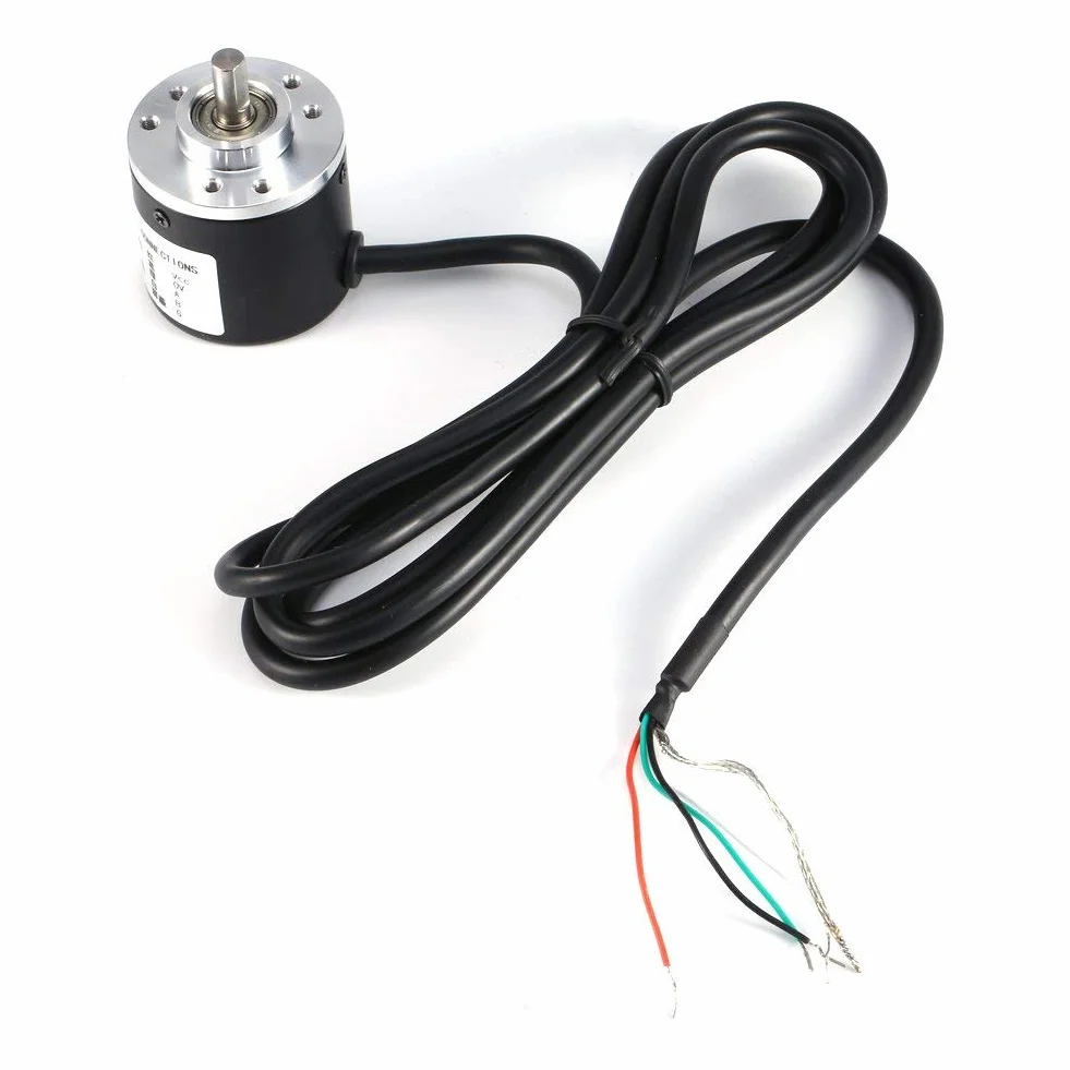 Enkoder Obrotowy 600P/R, Fotoelektryczny Enkoder Obrotowy 6mm 5V 24V AB 2-fazowe Enkodery Wału
