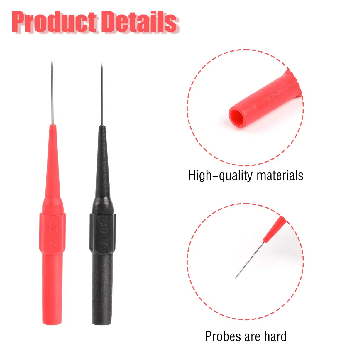 10 sztuk sonda testowej multimetru, 0,7 mm, igła, końcówka kontrolna, wtyczka bananowa, multimetr, przewód pomiarowy, piercing izolacyjny, próbka