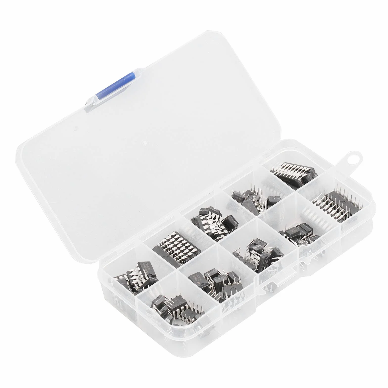 Zestaw CHIPS IC, 85 szt. 10 wartości zestaw układów scalonych układ scalony Amp IC, w tym NE555, LM324, LM393, UA741, ULN2803, LM358, LM386, NE5532, ULN2003, PC777