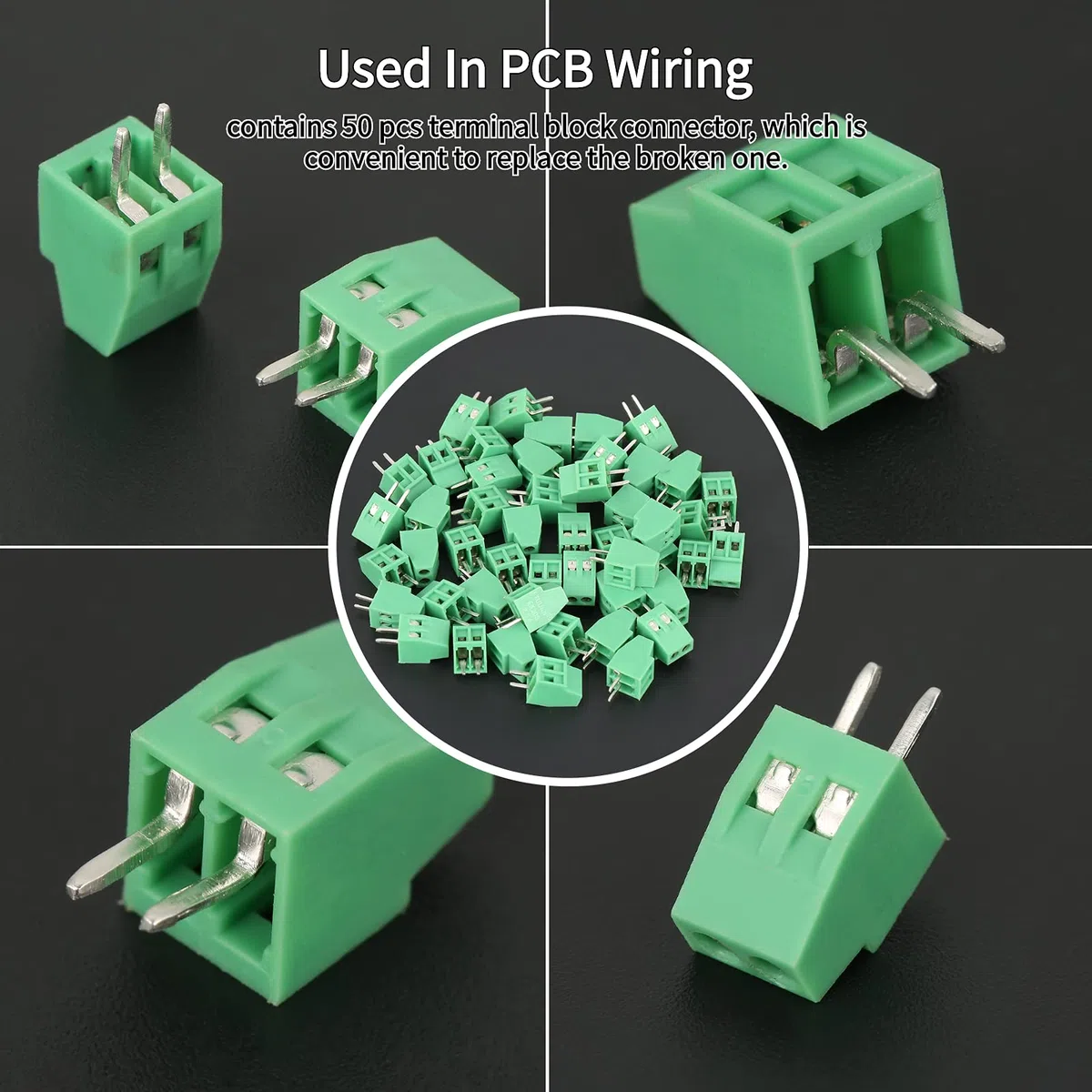 Schraubklemmenblock Steckverbinder, 50pcs / set 2 Pin 2.54mm Pitch Green PCB Universal Schraubklemmenblock Steckverbinder in PCB-Verkabelung für verwendet