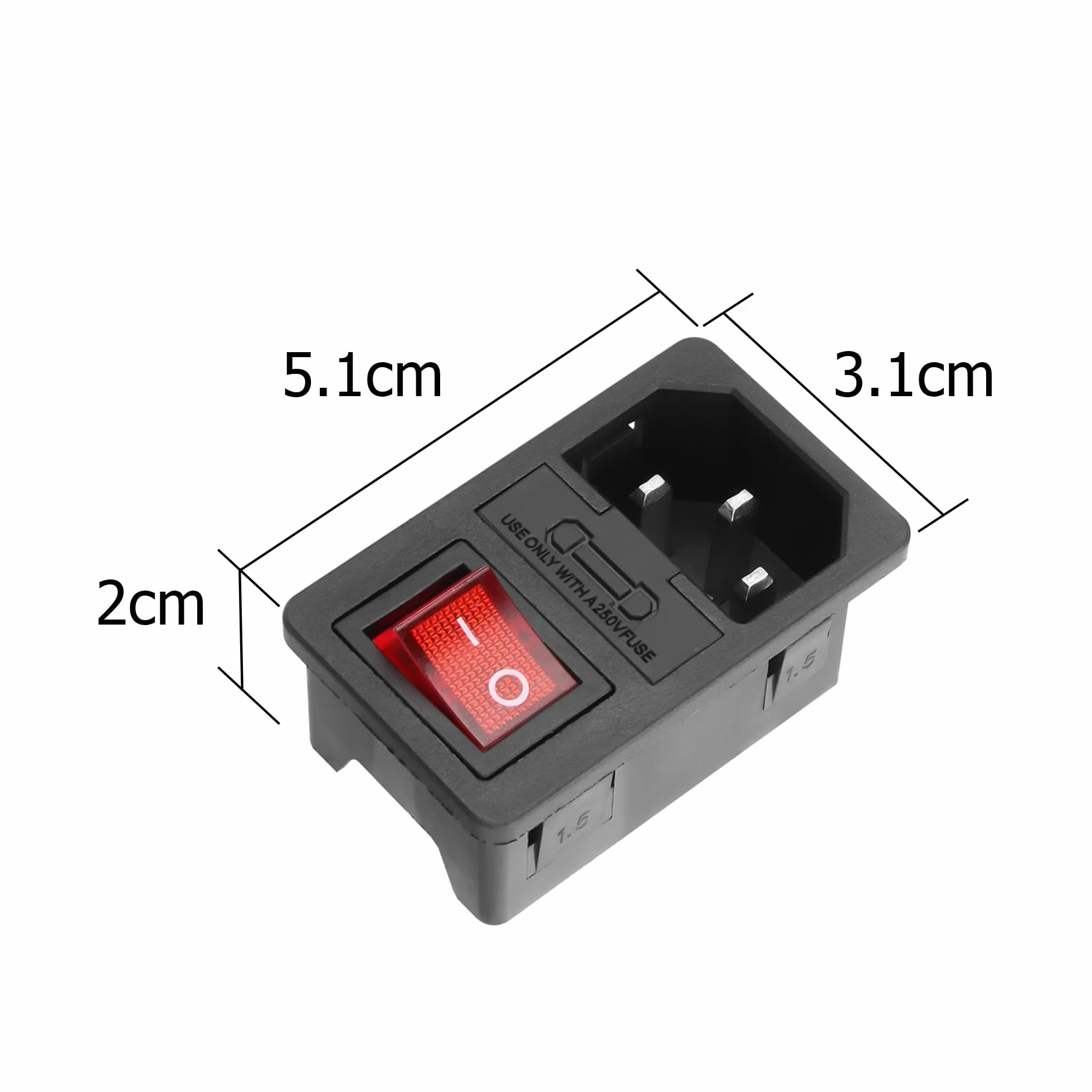 YAODHAOD 4 szt. przełącznika dźwigienkowego 10 A 250 V i IEC C14 moduł gniazda zasilania wtyczka bezpiecznik 10 A ze wskaźnikiem światła do urządzeń gospodarstwa domowego 12 V, 230 V lub urządzeń DIY