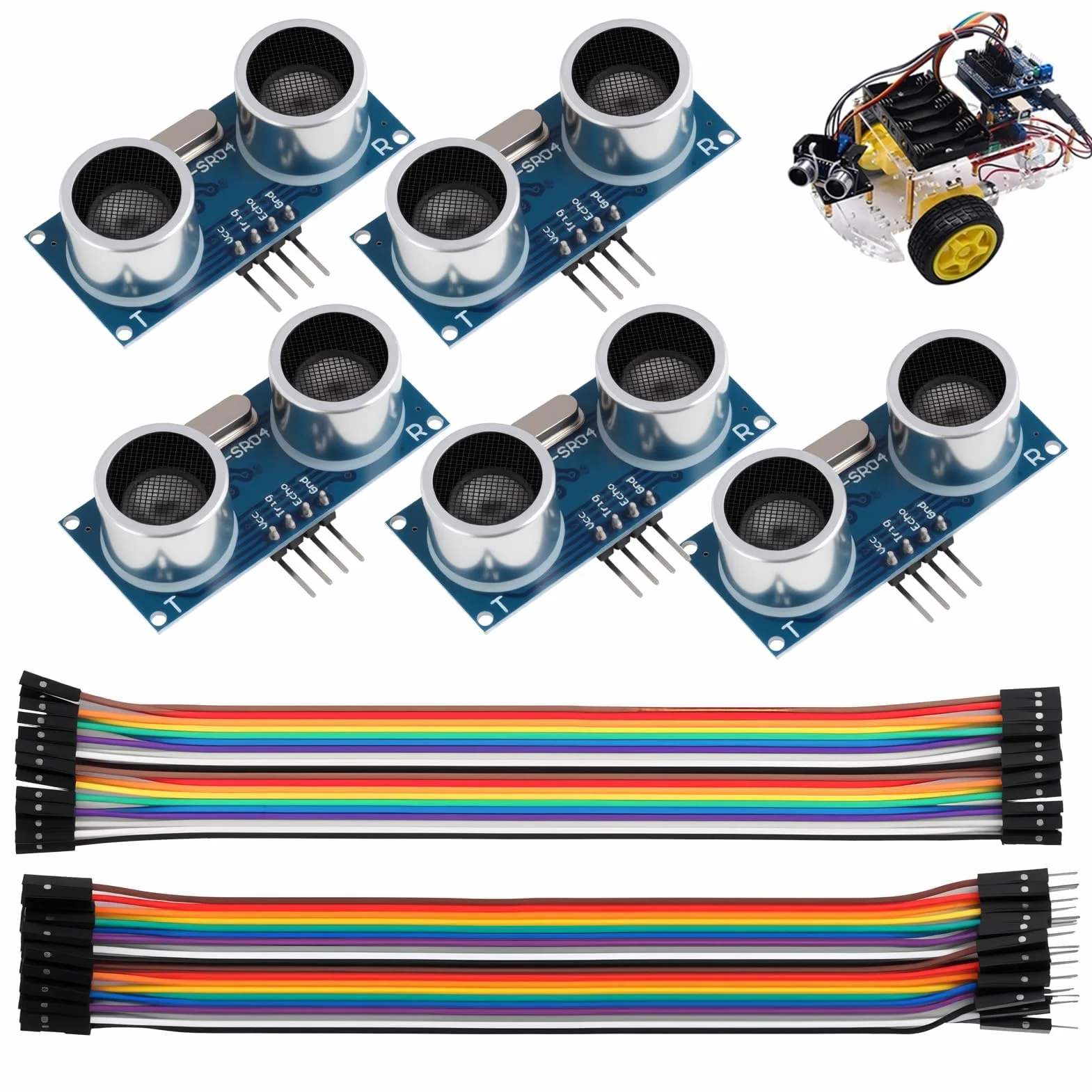 5 sztuk HC-SR04 ultradźwiękowy czujnik odległości, czujnik ultradźwiękowy, moduł pomiarowy kompatybilny z Arduino, do projektów pomiarowych i zastosowań DIY