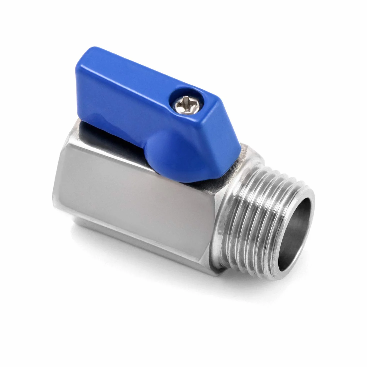 QWORK® mini zawór kulowy zawór odcinający ze stali nierdzewnej zmniejszony przelot, PN 63, 1/2 cala gwint wewnętrzny / zewnętrzny