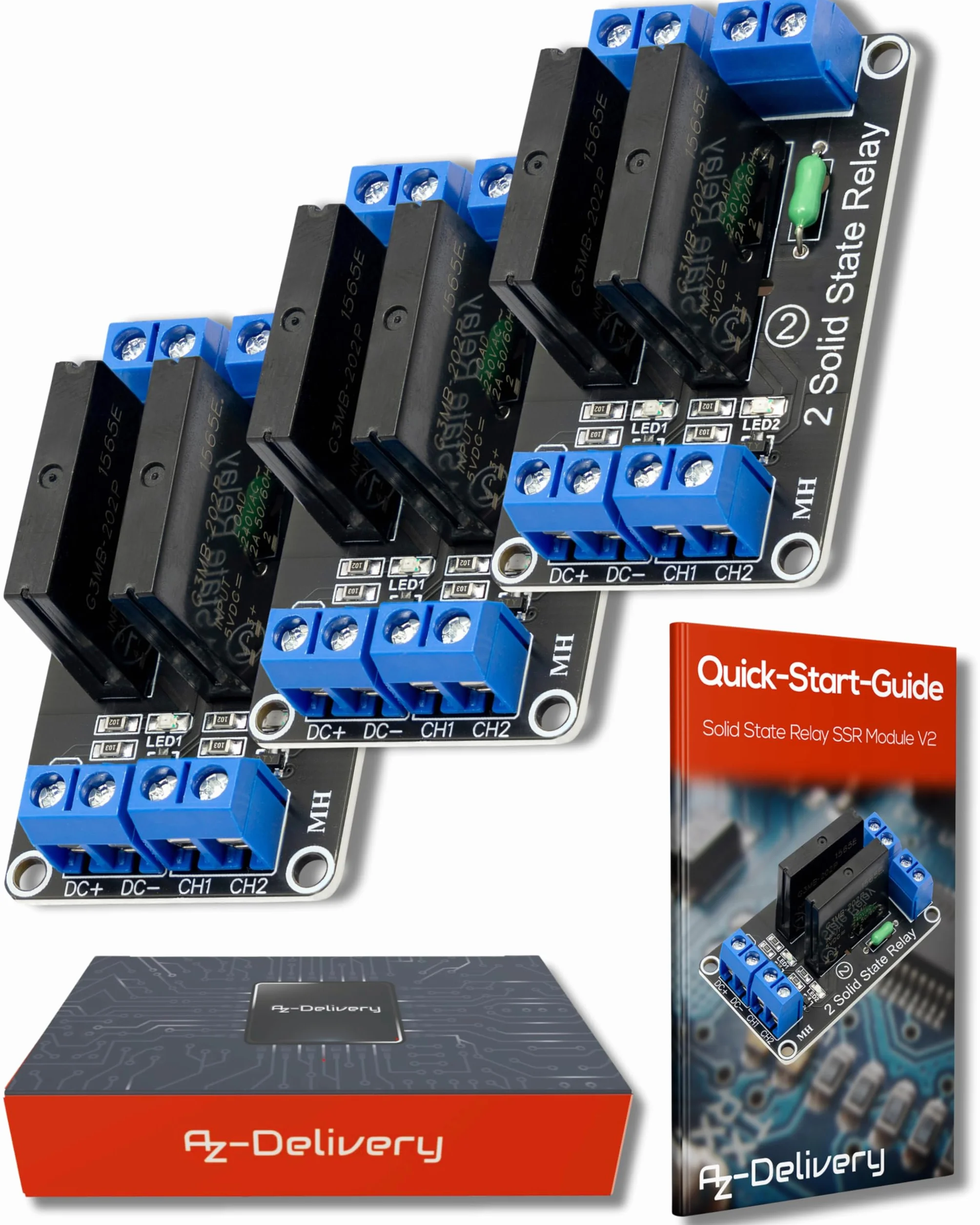 AZDelivery 3 x 2-kanałowy moduł przekaźnika 5 V DC Solid State Relais Low Level Trigger Power Switch Relais Board kompatybilny z Arduino i Raspberry Pi