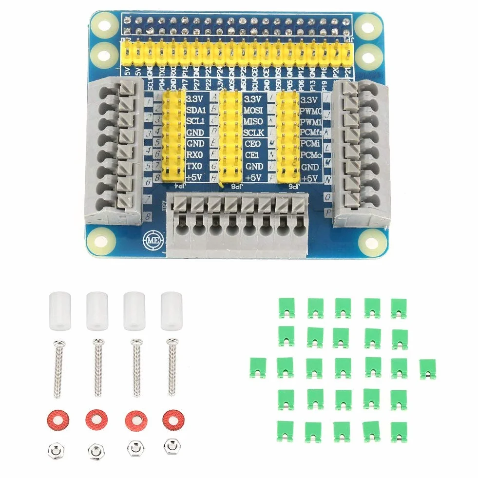 Raspberry Pi GPIO płytka rozszerzająca osłona do Pi 4B/3B/2 z zestawem śrub i kablem taśmowym