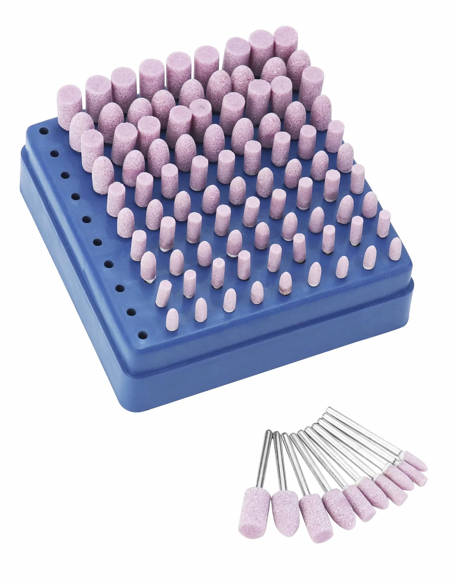 QWORK® Opakowanie 100 końcówek do kamienia szlifierskiego, szpilek szlifierskich, średnica trzonka 3 mm, do szlifowania i polerowania