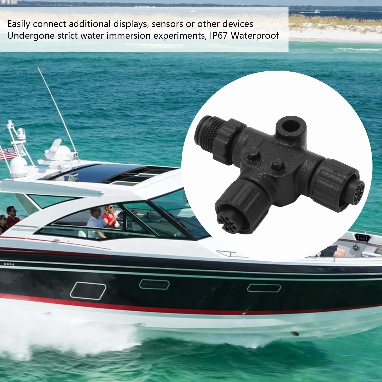 lyrlody Trójnik NMEA 2000, 5-pinowy Gwint M12, Wodoodporny IP67 Wykonany z Metalu ABS, do Sieci Lowrance Simrad B G Navico