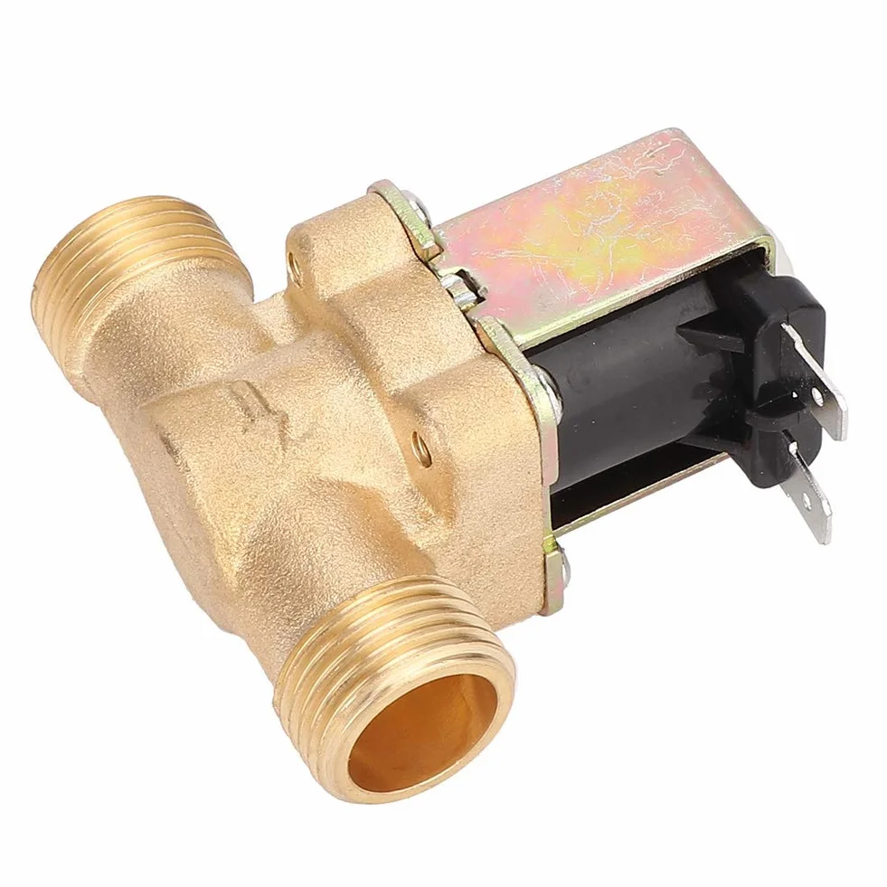Elektrozawór DC, zawór elektromagnetyczny 12 V / 24 V Zawór mosiężny normalnie otwarty Przyłącze gwintowane G1 / 2 "Włącznik dopływu wody (12 V DC)