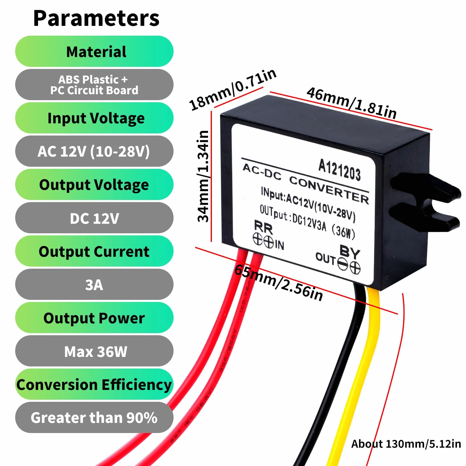Regulator napięcia 12 V AC 10-28 V do DC 12 V 3 A 36 W konwerter mocy Buck wodoodporny