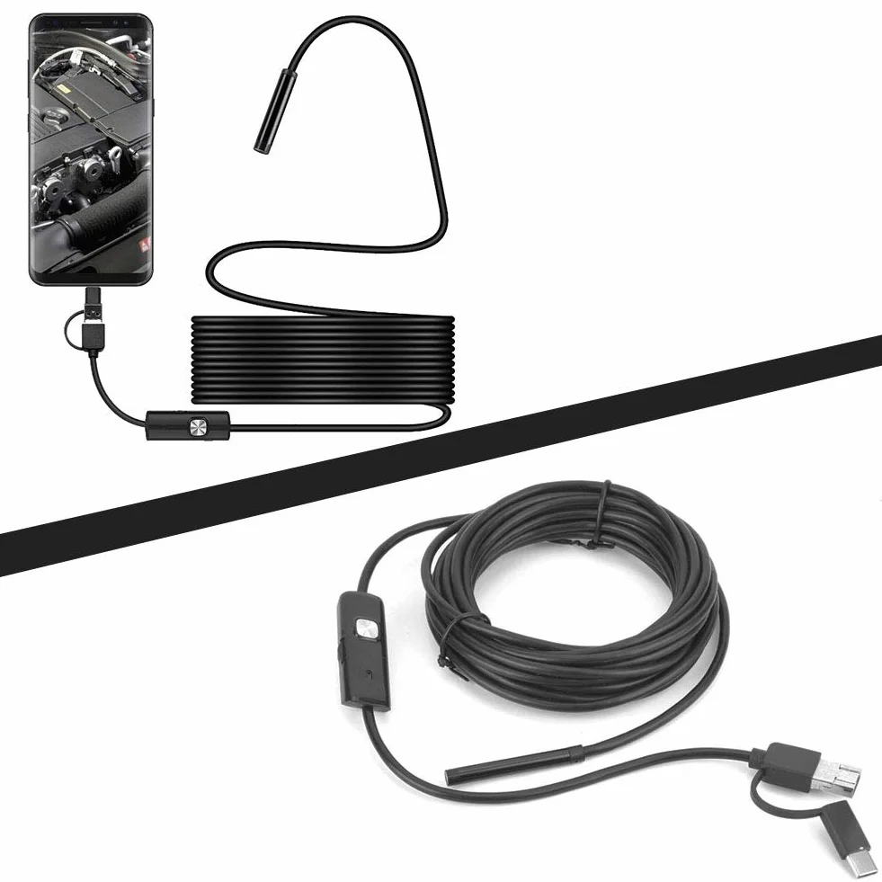 Y102 USB Kopflupe IP67 Wasserdichtes USB Endoskop 3 w 1 5,5 mm Endoskop 6LED Objektiv 5M Endoskopkabel Inspektionskamera Ersatzzubehör