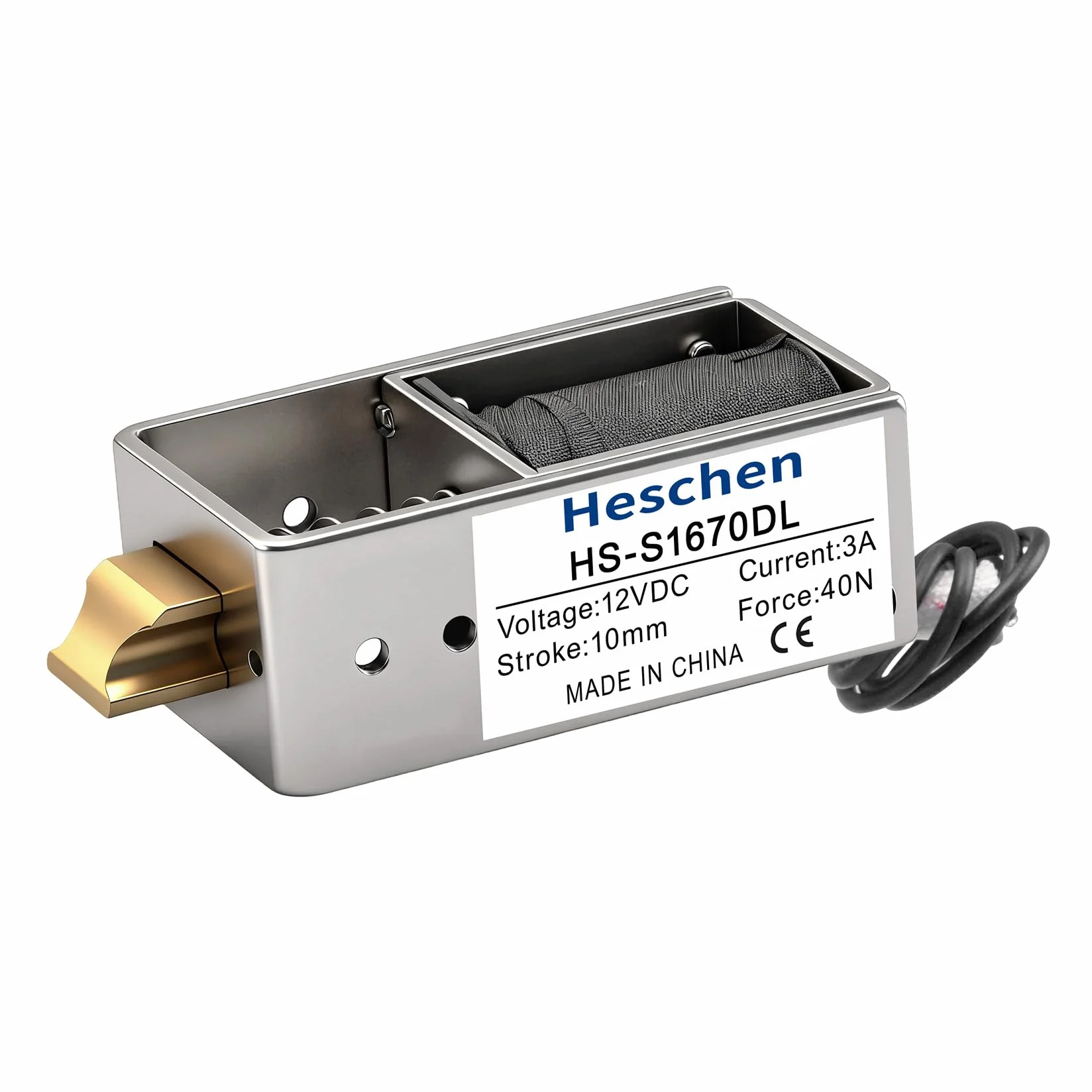 Heschen Elektromagnes HS-S1670DL DC12V 3A 40N skok 10 mm push pull zamek drzwi z otwartą ramą