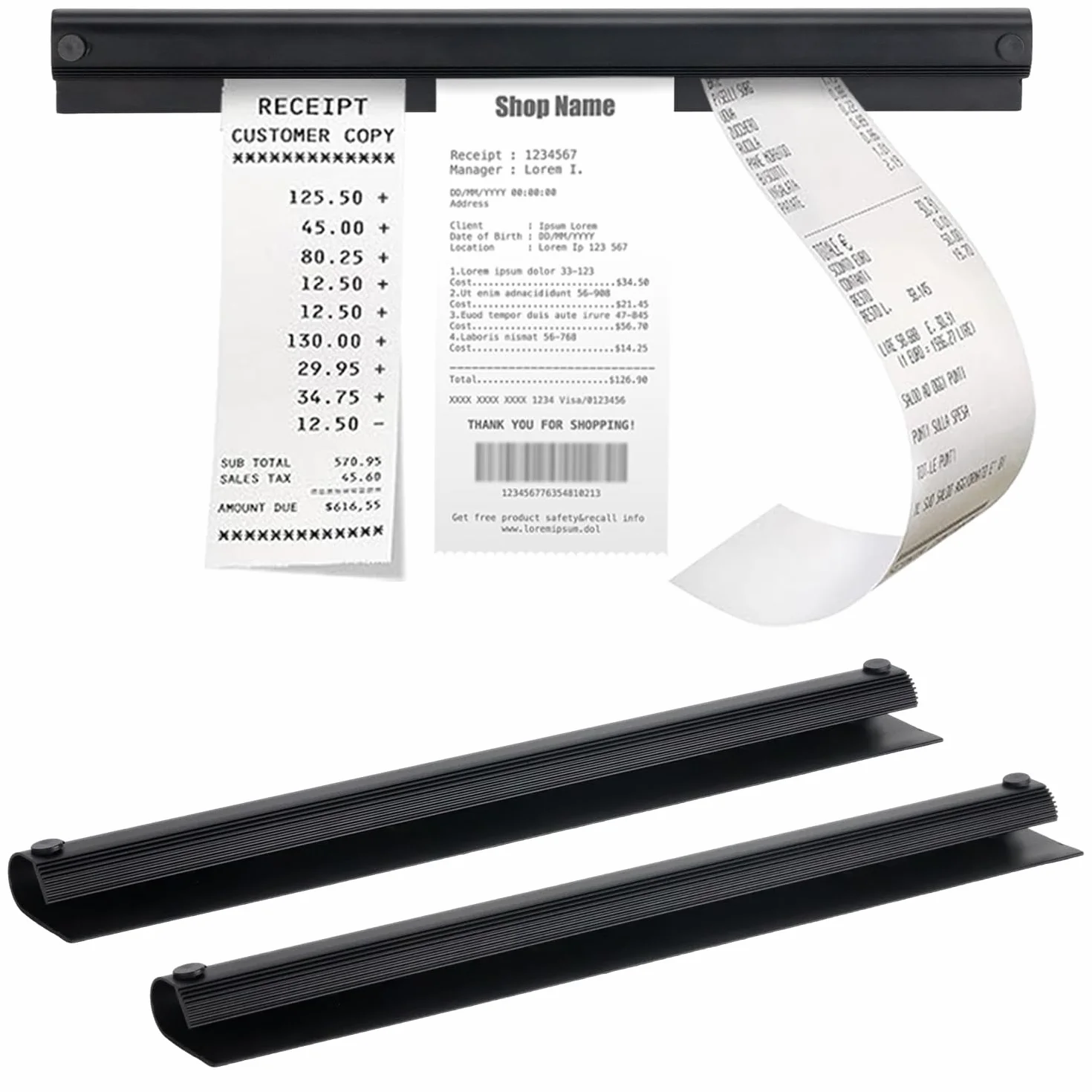 2 sztuki uchwytów na bony, gastronomia, czarna, listwa bonusowa, 30 cm, listwa bonowa, listwa bonowa, uchwyt na notatki, samoprzylepny, aluminiowy uchwyt na notatki, do kuchni, hotelu, baru